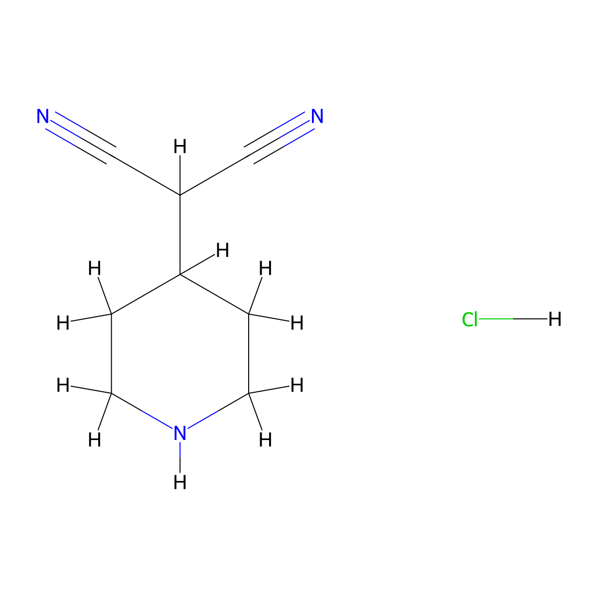 2-(Piperidin-4-yl)propanedinitrile hydrochloride molecular structure, CAS 2247102-51-6