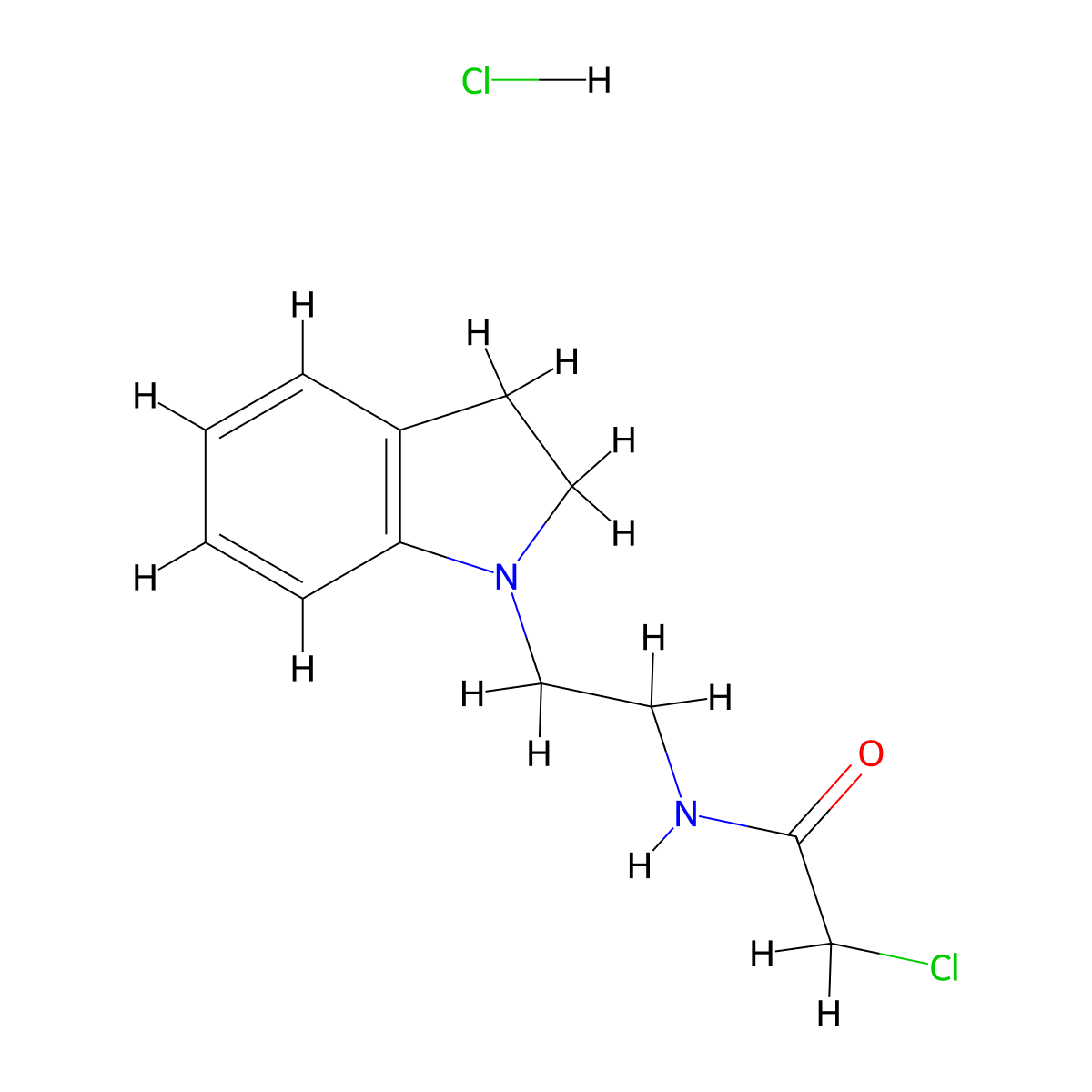 2-chloro-N-[2-(2,3-dihydro-1H-indol-1-yl)ethyl]acetamide hydrochloride molecular structure, CAS 2247102-56-1
