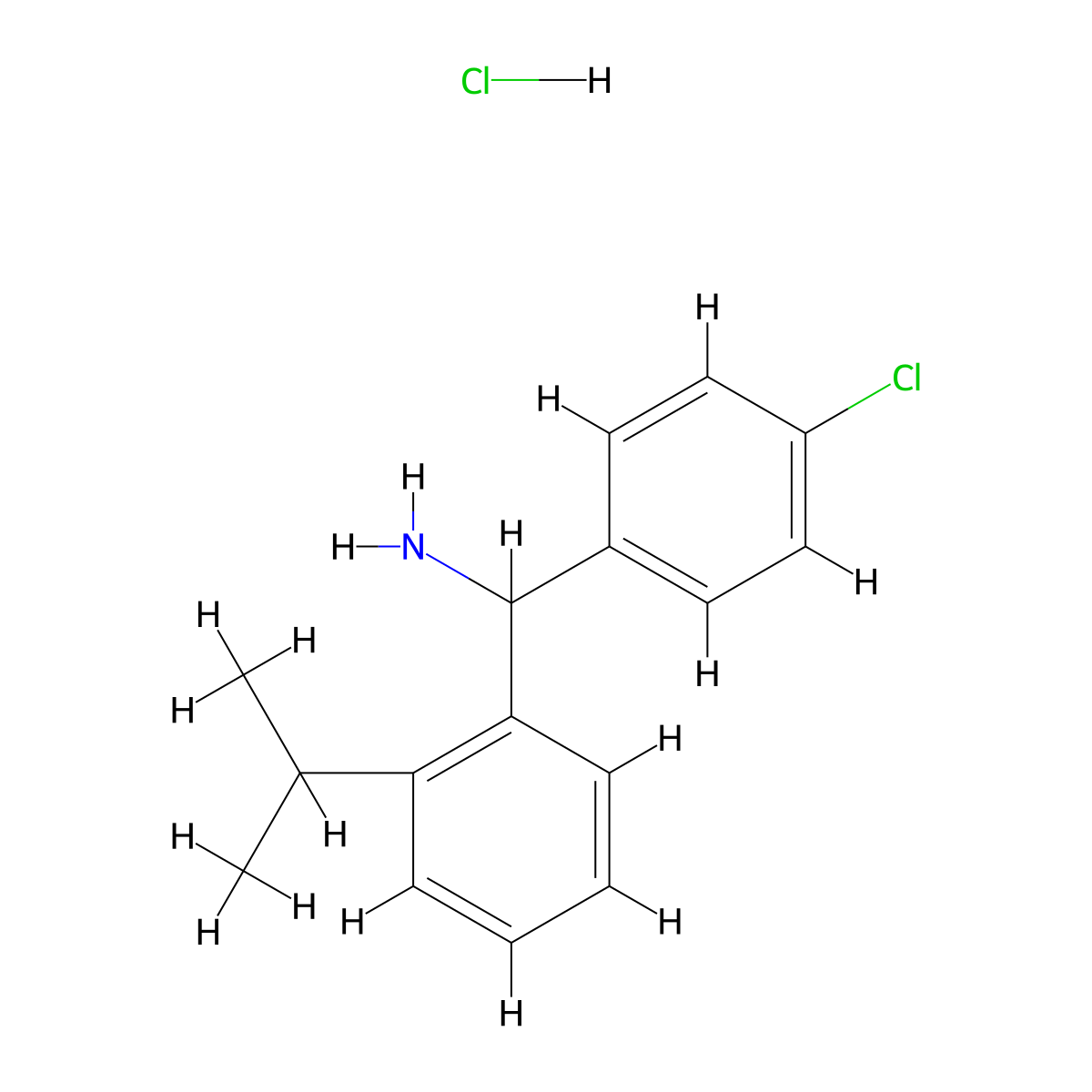 (4-Chlorophenyl)[2-(propan-2-yl)phenyl]methanamine hydrochloride molecular structure, CAS 2247102-62-9