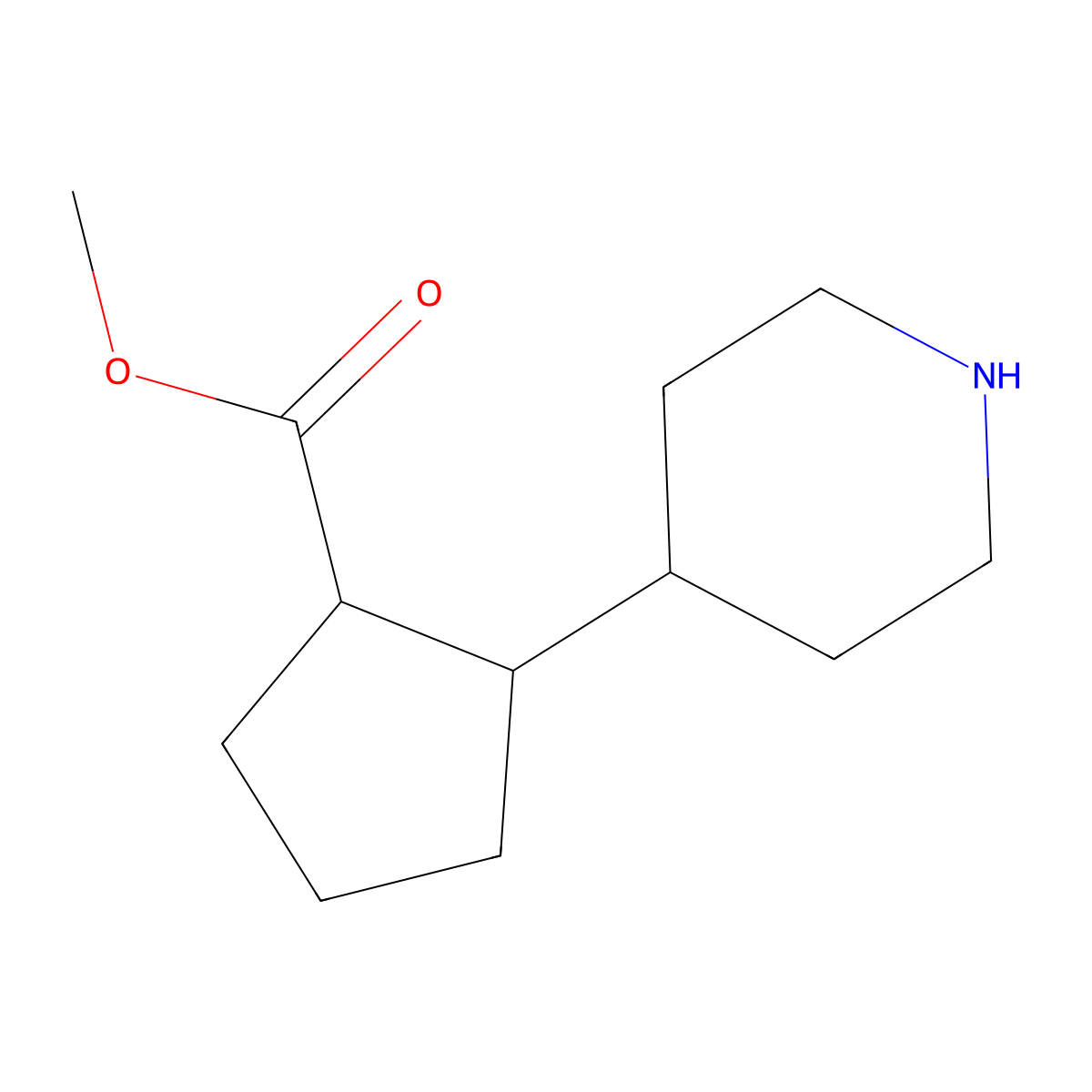 Methyl 2-(piperidin-4-yl)cyclopentane-1-carboxylate molecular structure, CAS 2247102-67-4
