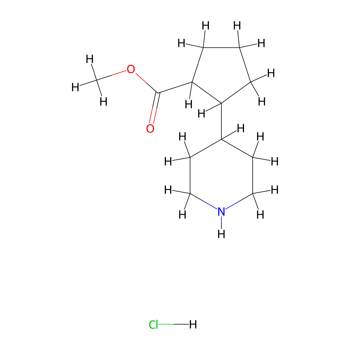 Methyl2-(piperidin-4-yl)cyclopentane-1-carboxylatehydrochloride molecular structure, CAS 2247102-68-5