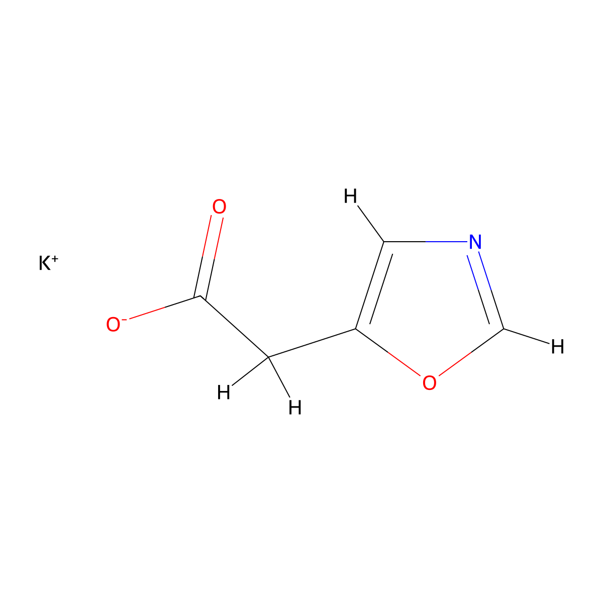 Potassium 2-(1,3-oxazol-5-yl)acetate molecular structure, CAS 2247102-72-1