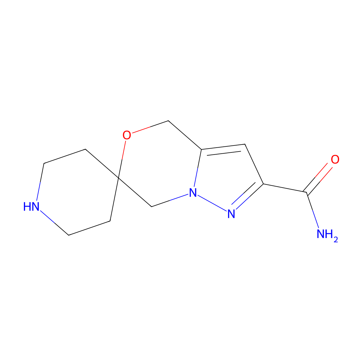 4',7'-Dihydrospiro[piperidine-4,6'-pyrazolo[3,2-c][1,4]oxazine]-2'-carboxamide molecular structure, CAS 2247102-77-6
