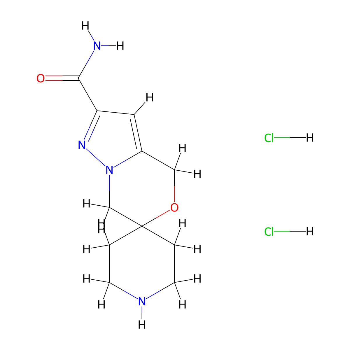 4',7'-Dihydrospiro[piperidine-4,6'-pyrazolo[3,2-c][1,4]oxazine]-2'-carboxamide dihydrochloride molecular structure, CAS 2247102-78-7