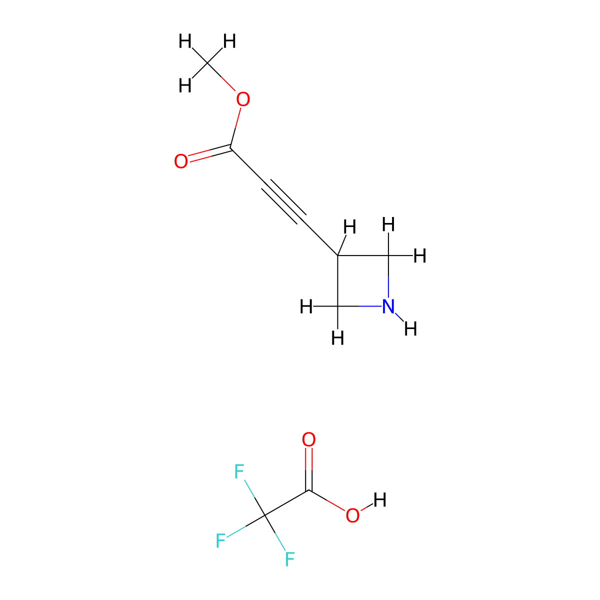 Methyl 3-(azetidin-3-yl)prop-2-ynoate trifluoroacetic acid molecular structure, CAS 2247102-79-8