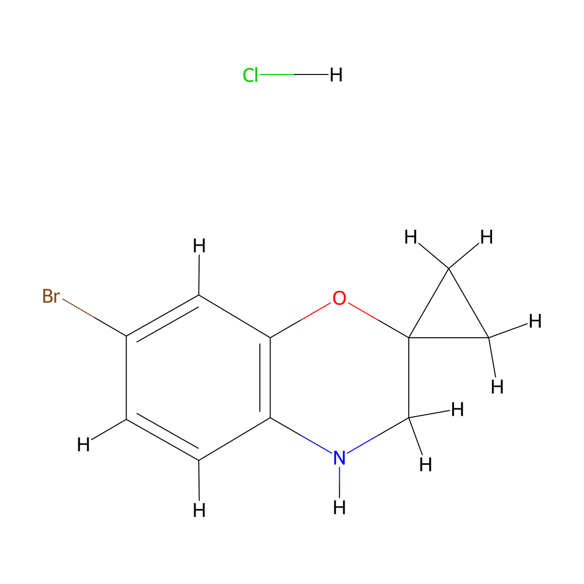 7-Bromo-3,4-dihydrospiro[1,4-benzoxazine-2,1'-cyclopropane] hydrochloride molecular structure, CAS 2247102-81-2