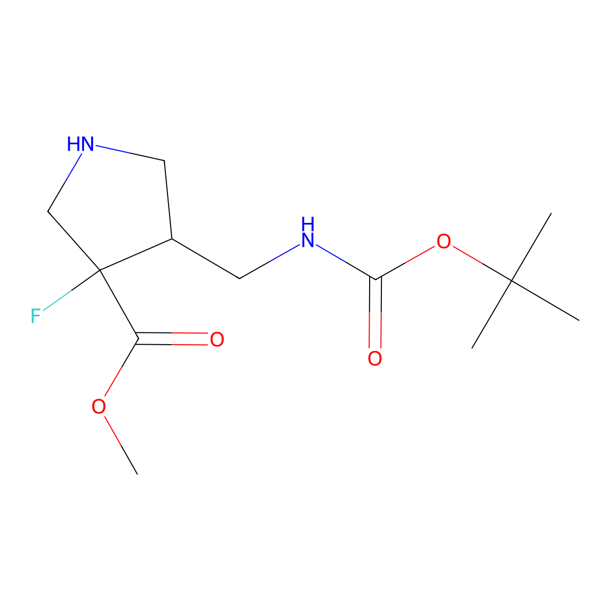 rac-methyl (3R,4R)-4-({[(tert-butoxy)carbonyl]amino}methyl)-3-fluoropyrrolidine-3-carboxylate molecular structure, CAS 2247102-88-9