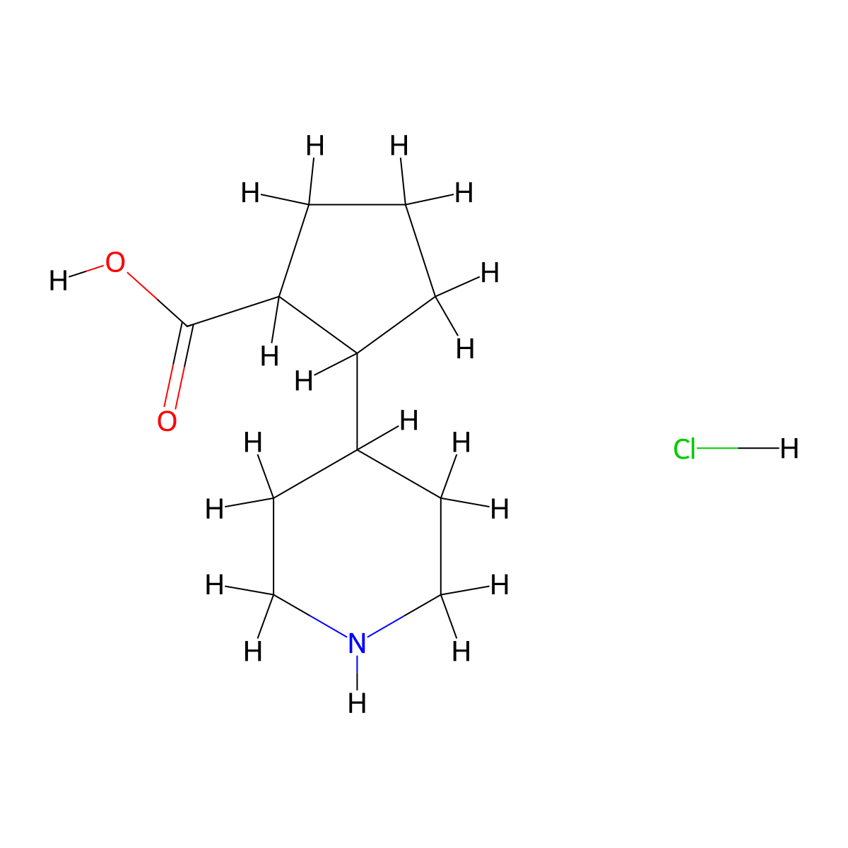 2-(Piperidin-4-yl)cyclopentane-1-carboxylic acid hydrochloride molecular structure, CAS 2247103-01-9