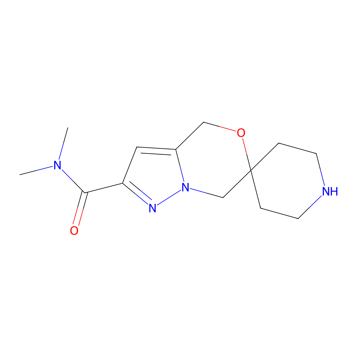 N,N-dimethyl-4',7'-dihydrospiro[piperidine-4,6'-pyrazolo[3,2-c][1,4]oxazine]-2'-carboxamide molecular structure, CAS 2247103-02-0