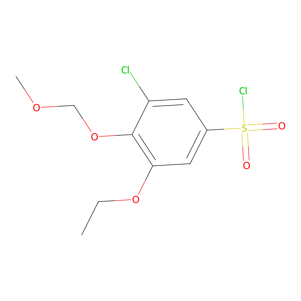 3-Chloro-5-ethoxy-4-(methoxymethoxy)benzene-1-sulfonyl chloride molecular structure, CAS 2247103-11-1
