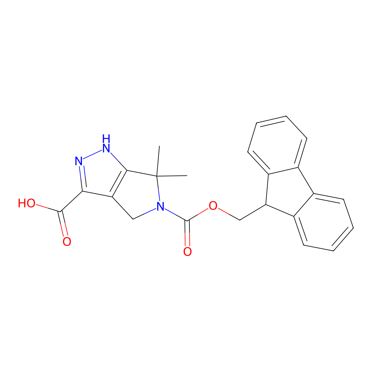 5-(((9H-fluoren-9-yl)methoxy)carbonyl)-6,6-dimethyl-1H,4H,5H,6H-pyrrolo(3,4-c)pyrazole-3-carboxylic acid molecular structure, CAS 2247103-13-3