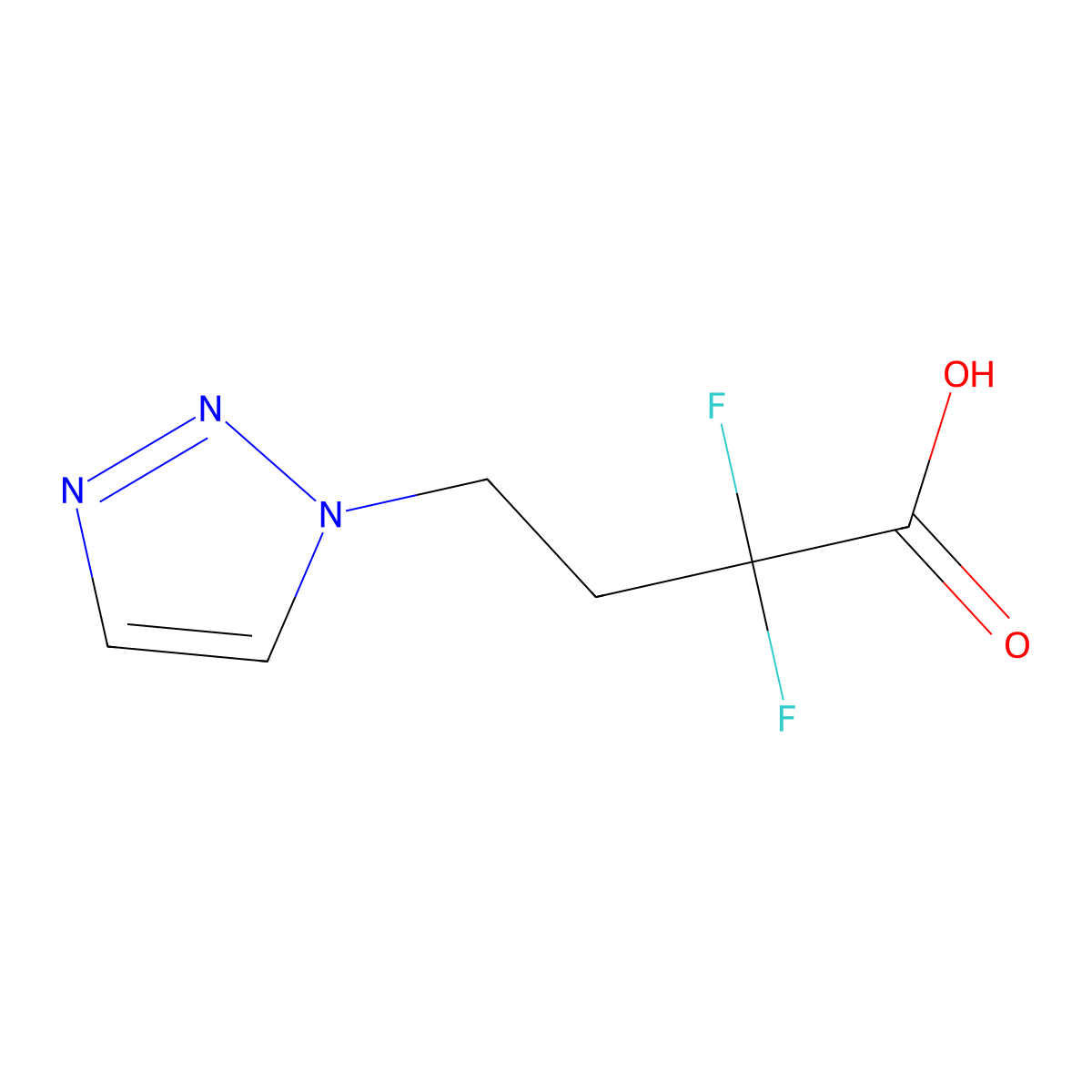 2,2-Difluoro-4-(triazol-1-yl)butanoic acid molecular structure, CAS 2247103-19-9