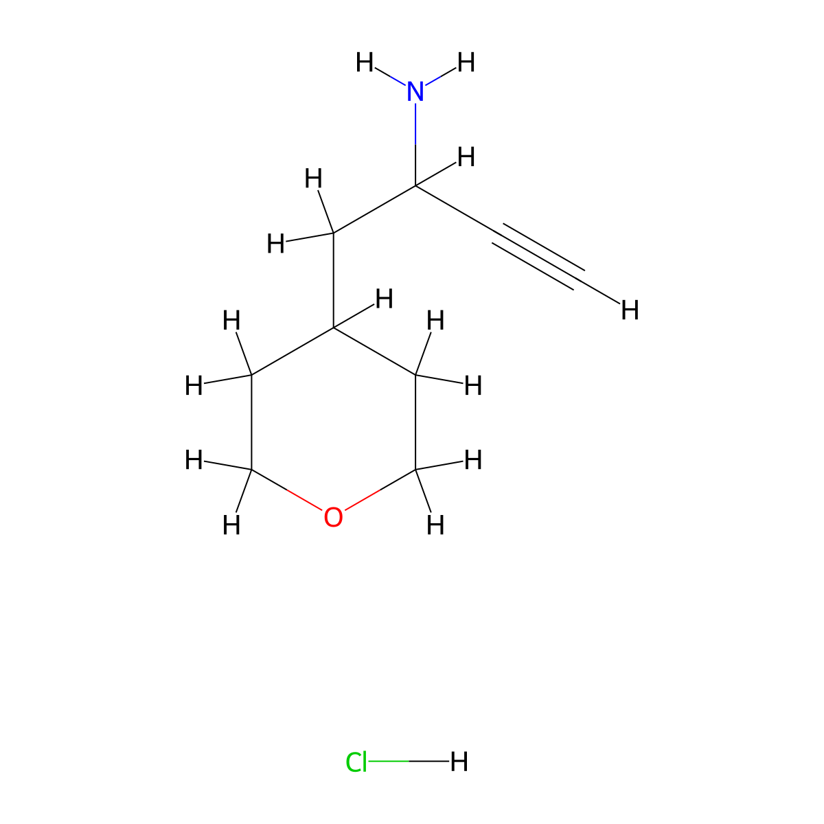 1-(Oxan-4-yl)but-3-yn-2-amine hydrochloride molecular structure, CAS 2247103-24-6