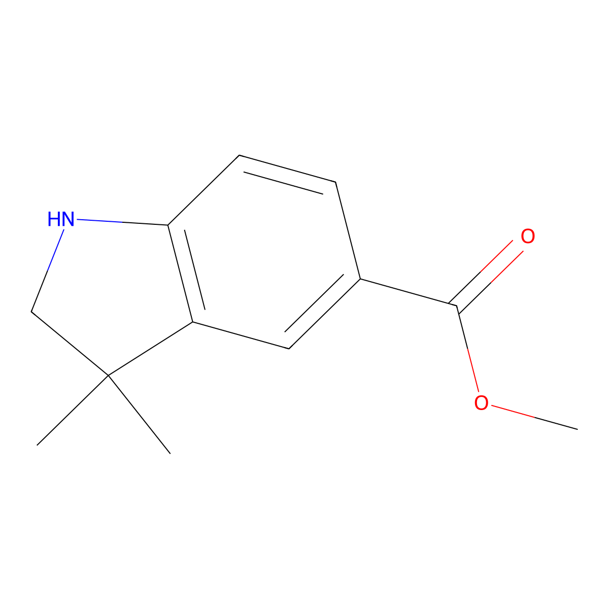 methyl 3,3-dimethyl-2,3-dihydro-1H-indole-5-carboxylate molecular structure, CAS 2247103-28-0