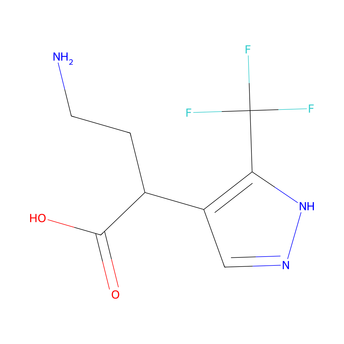 4-amino-2-[3-(trifluoromethyl)-1H-pyrazol-4-yl]butanoic acid molecular structure, CAS 2247103-39-3