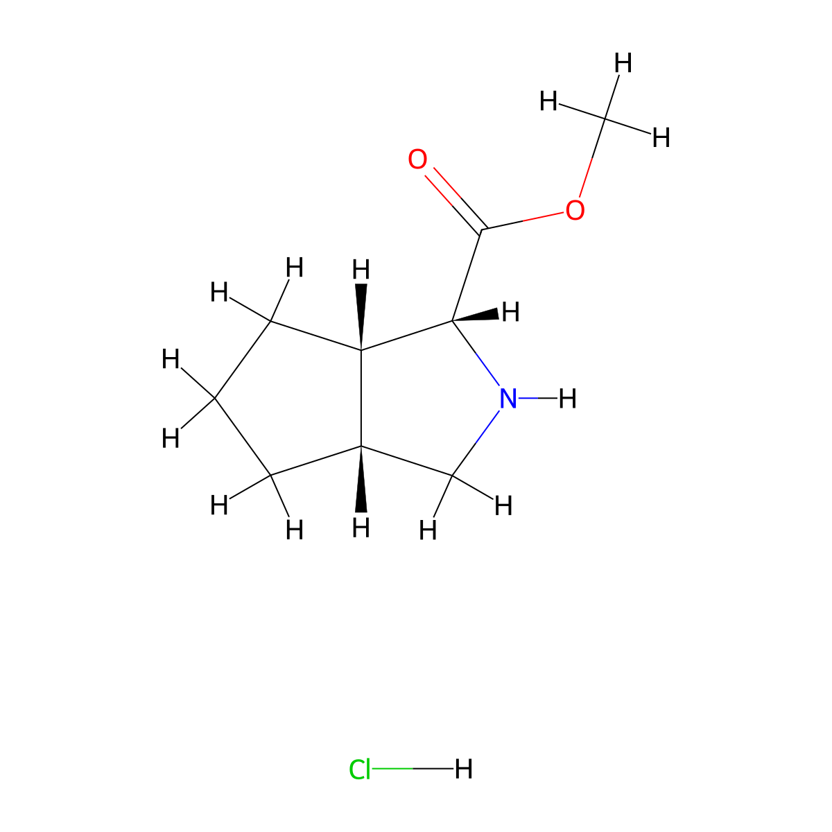 rac-methyl (1R,3aR,6aS)-octahydrocyclopenta[c]pyrrole-1-carboxylate hydrochloride molecular structure, CAS 2247103-52-0