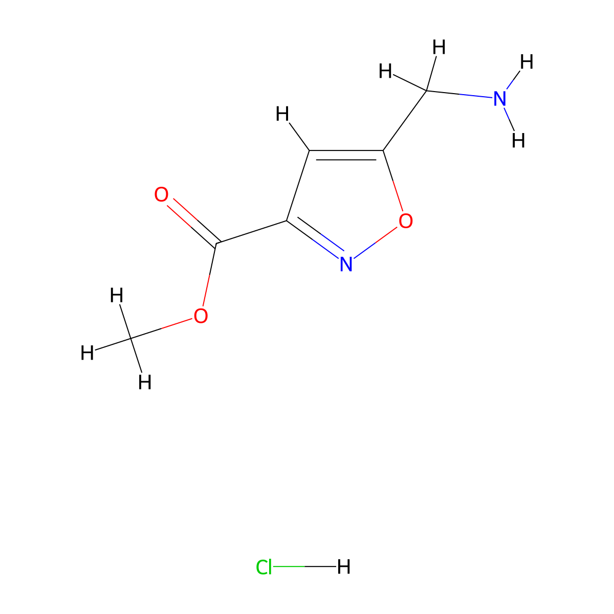 Methyl 5-(aminomethyl)-1,2-oxazole-3-carboxylate hydrochloride molecular structure, CAS 2247103-54-2