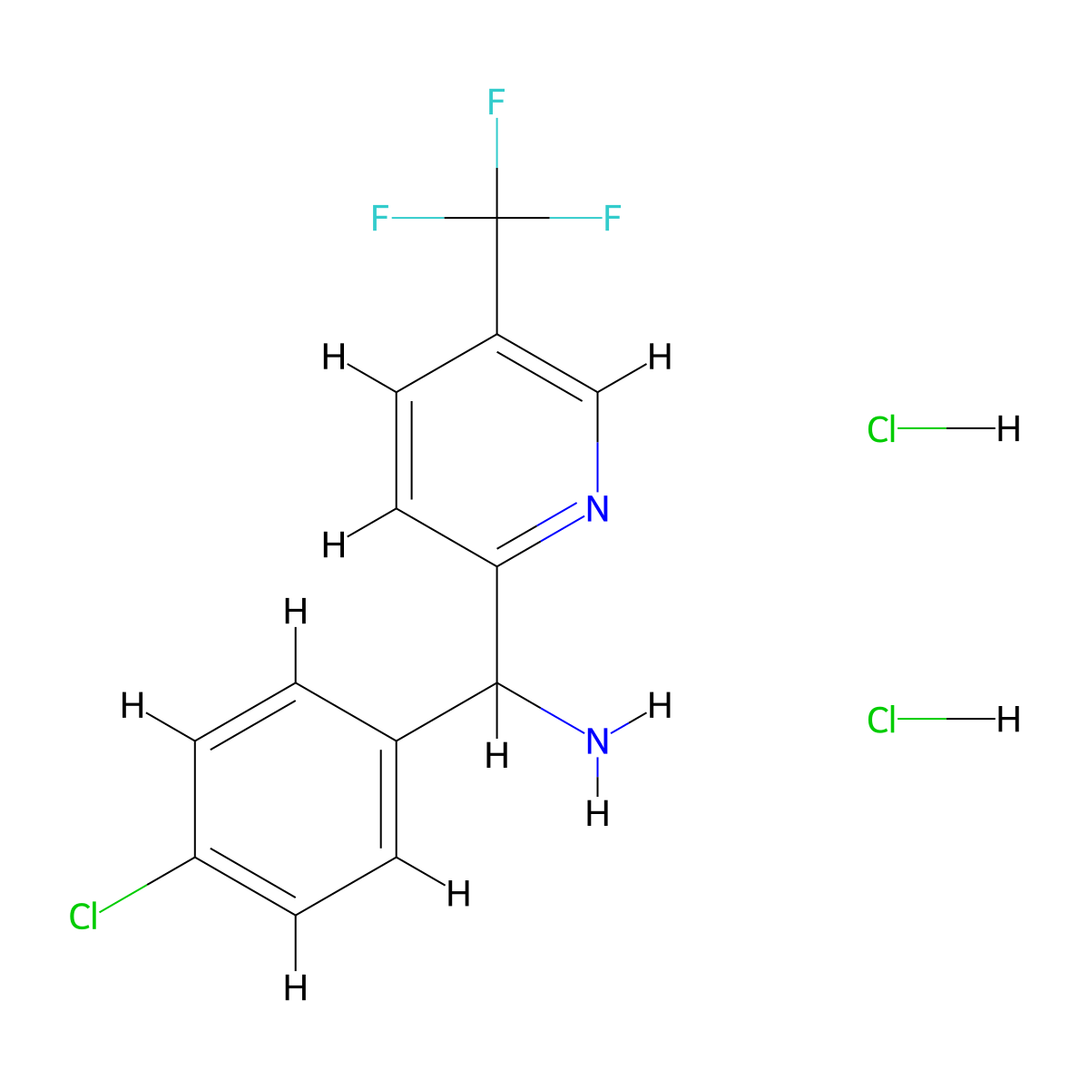 (4-Chlorophenyl)[5-(trifluoromethyl)pyridin-2-yl]methanamine dihydrochloride molecular structure, CAS 2247103-63-3