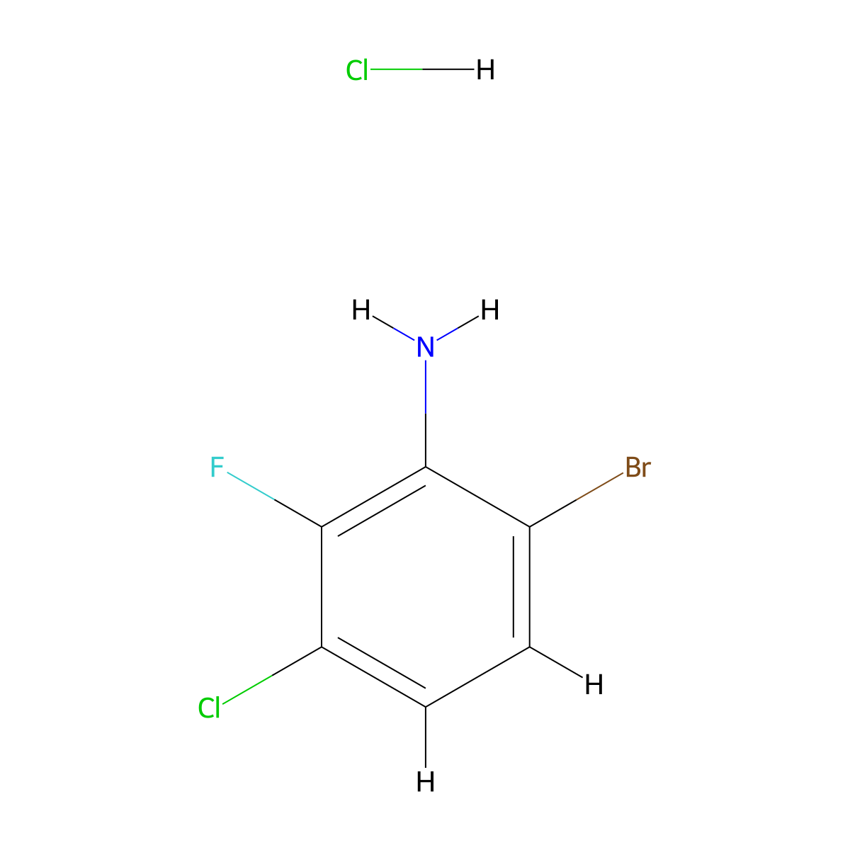 6-Bromo-3-chloro-2-fluoroaniline hydrochloride molecular structure, CAS 2247103-66-6