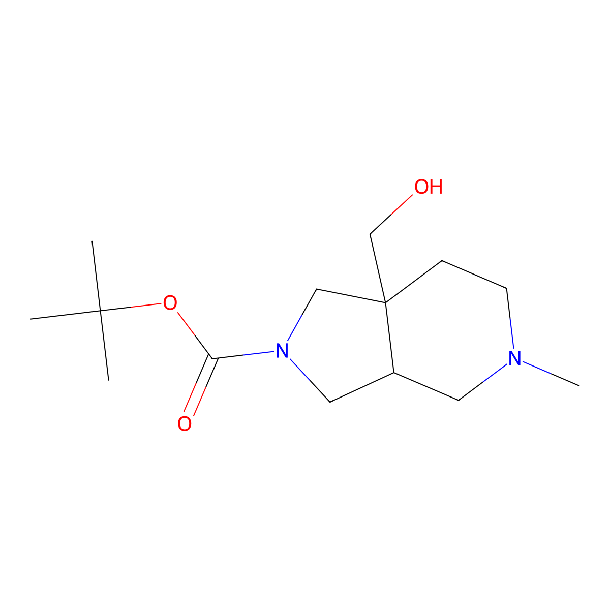 rac-tert-butyl (3aR,7aR)-7a-(hydroxymethyl)-5-methyl-octahydro-1H-pyrrolo[3,4-c]pyridine-2-carboxylate molecular structure, CAS 2247103-68-8
