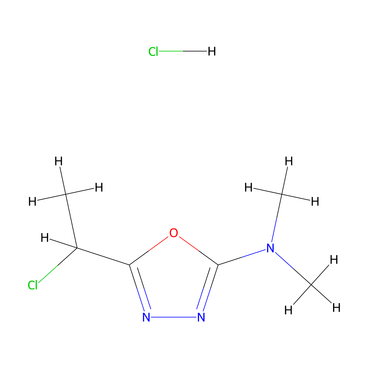 5-(1-Chloroethyl)-N,N-dimethyl-1,3,4-oxadiazol-2-amine;hydrochloride molecular structure, CAS 2247103-73-5