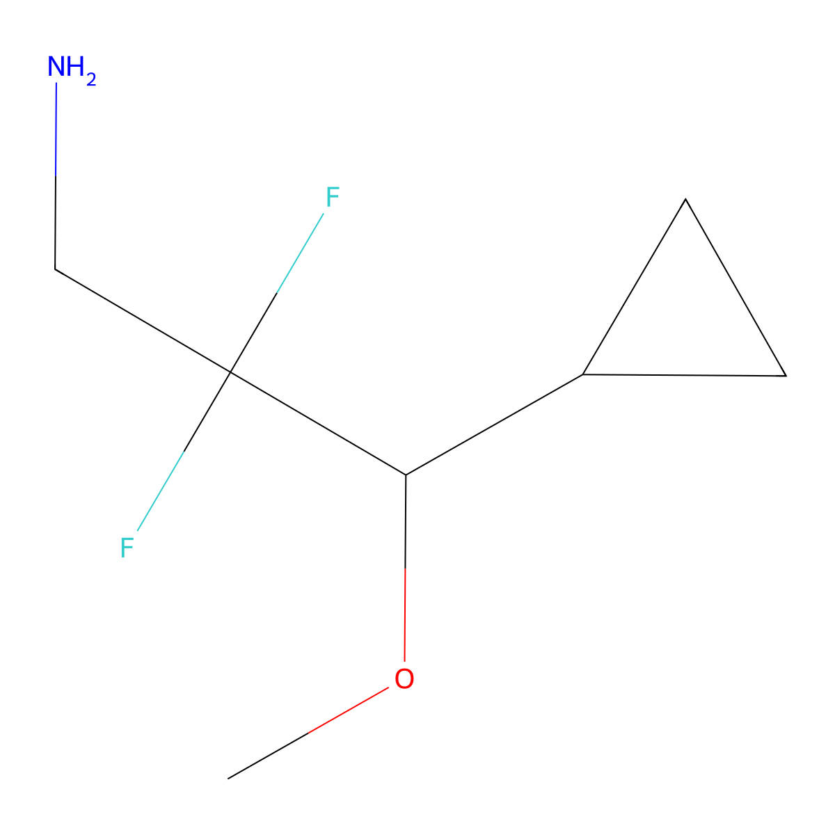 3-Cyclopropyl-2,2-difluoro-3-methoxypropan-1-amine molecular structure, CAS 2247103-76-8