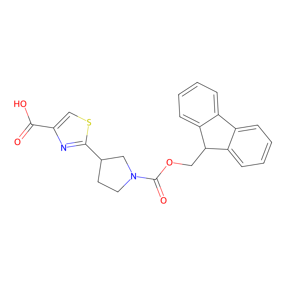 2-(1-{[(9H-fluoren-9-yl)methoxy]carbonyl}pyrrolidin-3-yl)-1,3-thiazole-4-carboxylicacid molecular structure, CAS 2247103-79-1