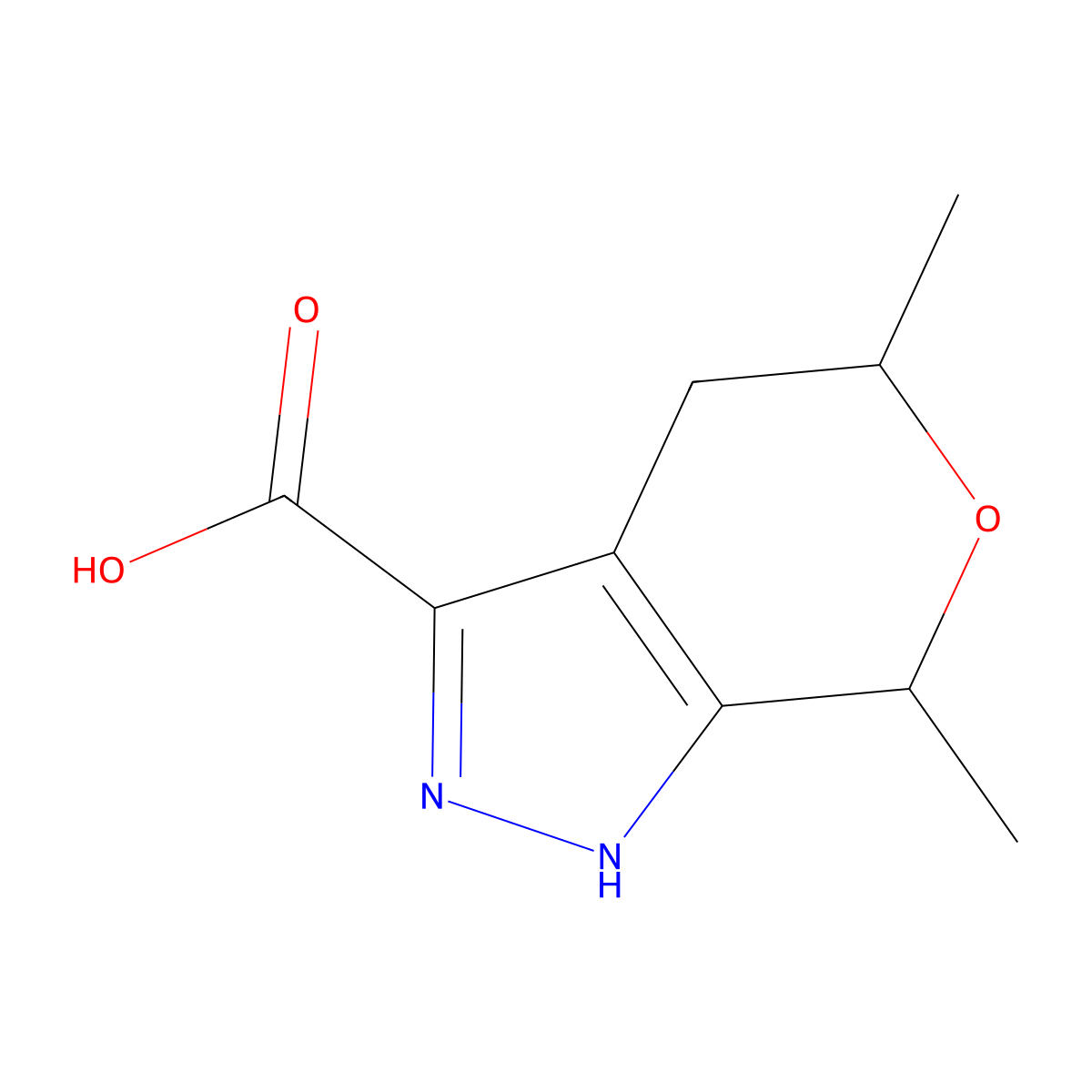 rac-(5R,7S)-5,7-dimethyl-1H,4H,5H,7H-pyrano[3,4-c]pyrazole-3-carboxylic acid molecular structure, CAS 2247103-83-7