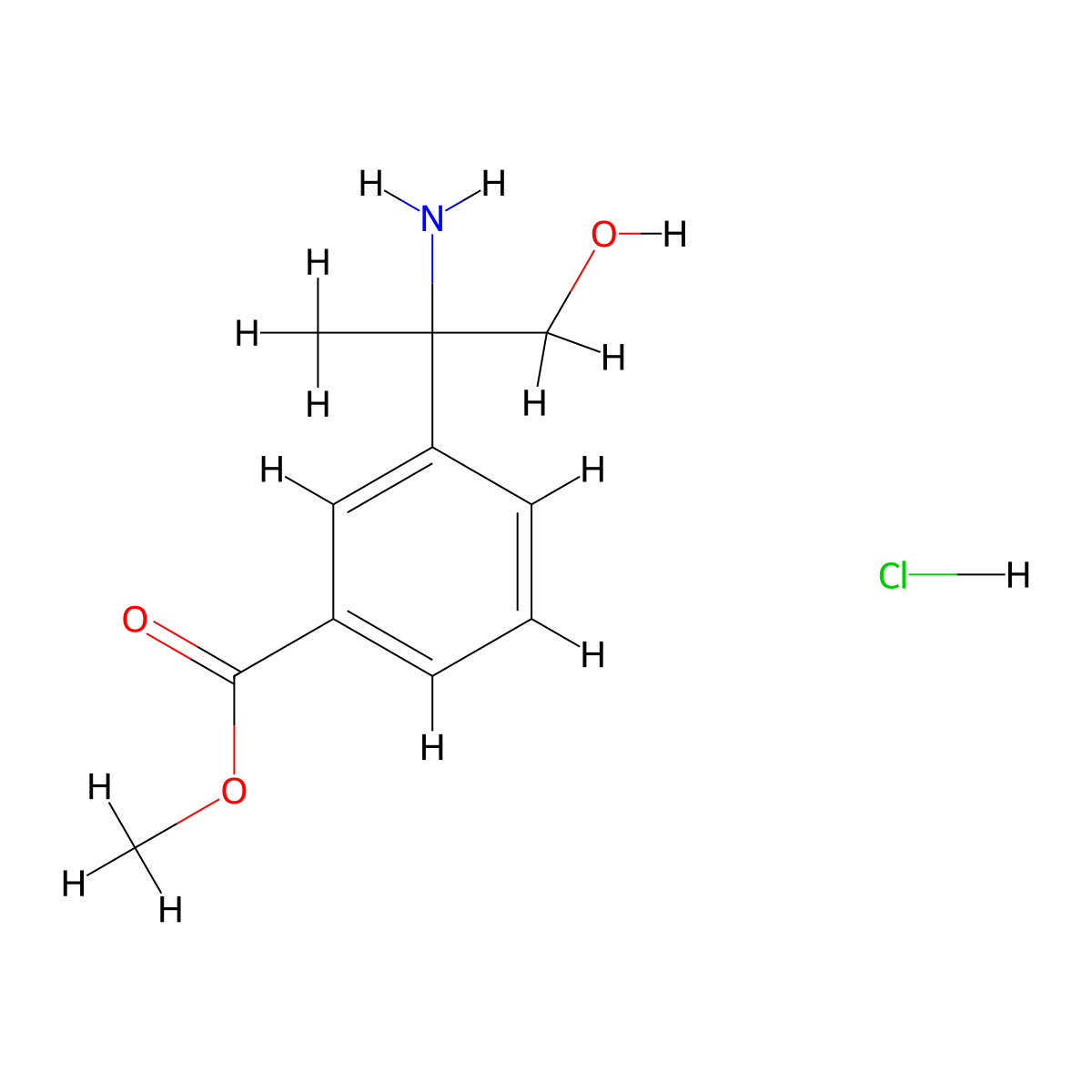 Methyl 3-(2-amino-1-hydroxypropan-2-yl)benzoate hydrochloride molecular structure, CAS 2247103-97-3