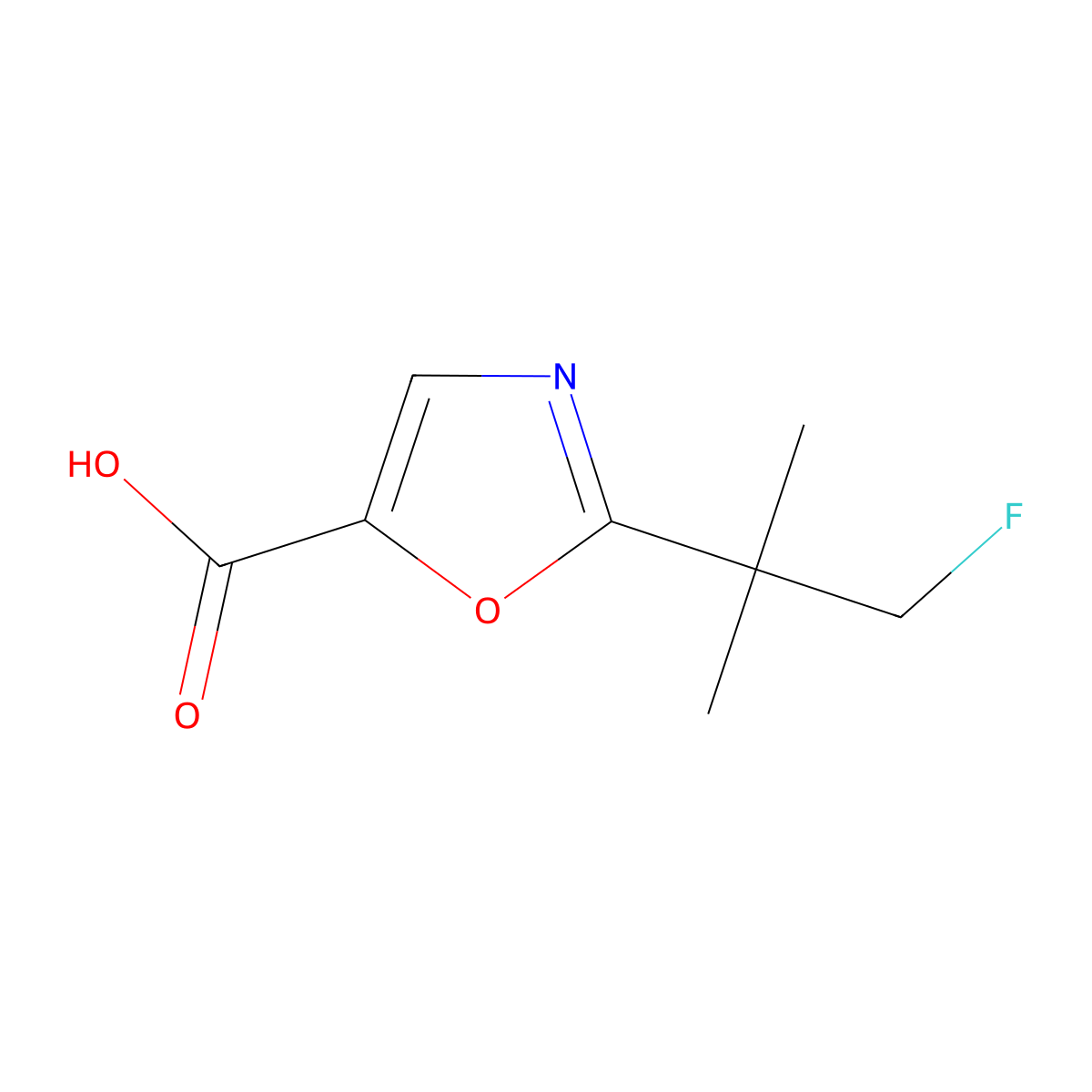 2-(1-Fluoro-2-methylpropan-2-yl)-1,3-oxazole-5-carboxylic acid molecular structure, CAS 2247104-03-4