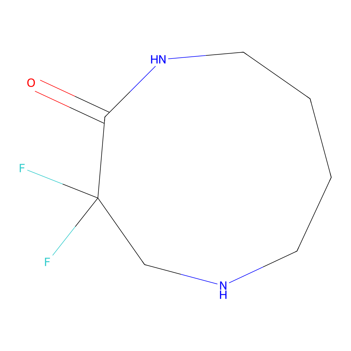 3,3-Difluoro-1,5-diazonan-2-one molecular structure, CAS 2247104-05-6