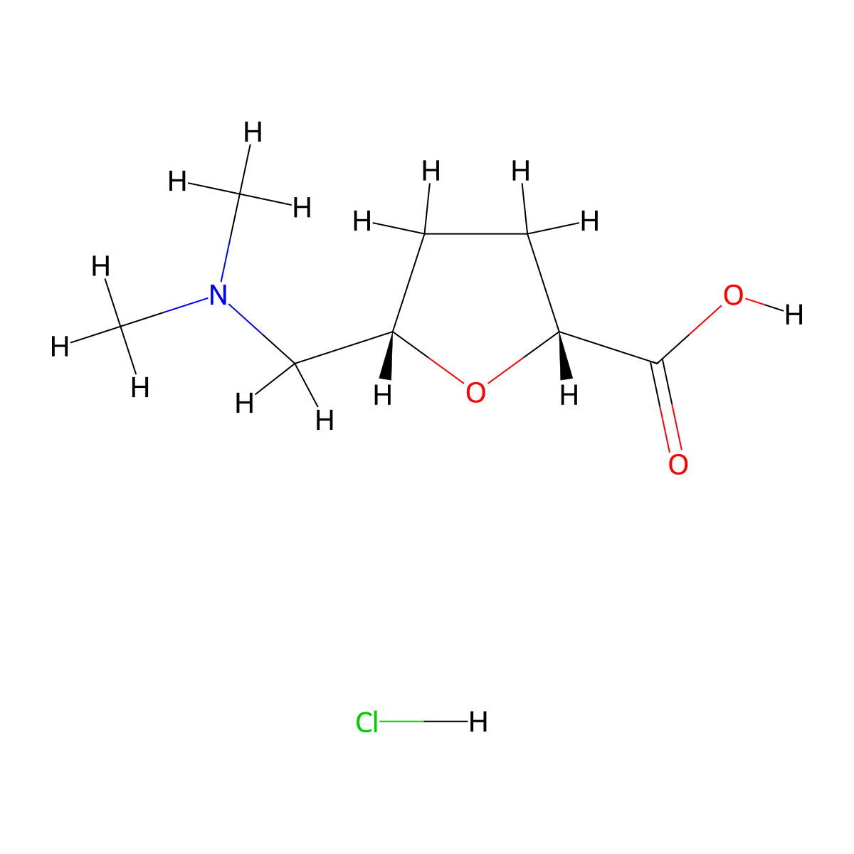 (2R,5S)-5-[(Dimethylamino)methyl]oxolane-2-carboxylic acid;hydrochloride molecular structure, CAS 2247104-06-7