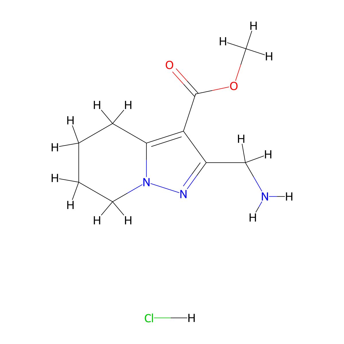 methyl2-(aminomethyl)-4H,5H,6H,7H-pyrazolo[1,5-a]pyridine-3-carboxylatehydrochloride molecular structure, CAS 2247104-08-9