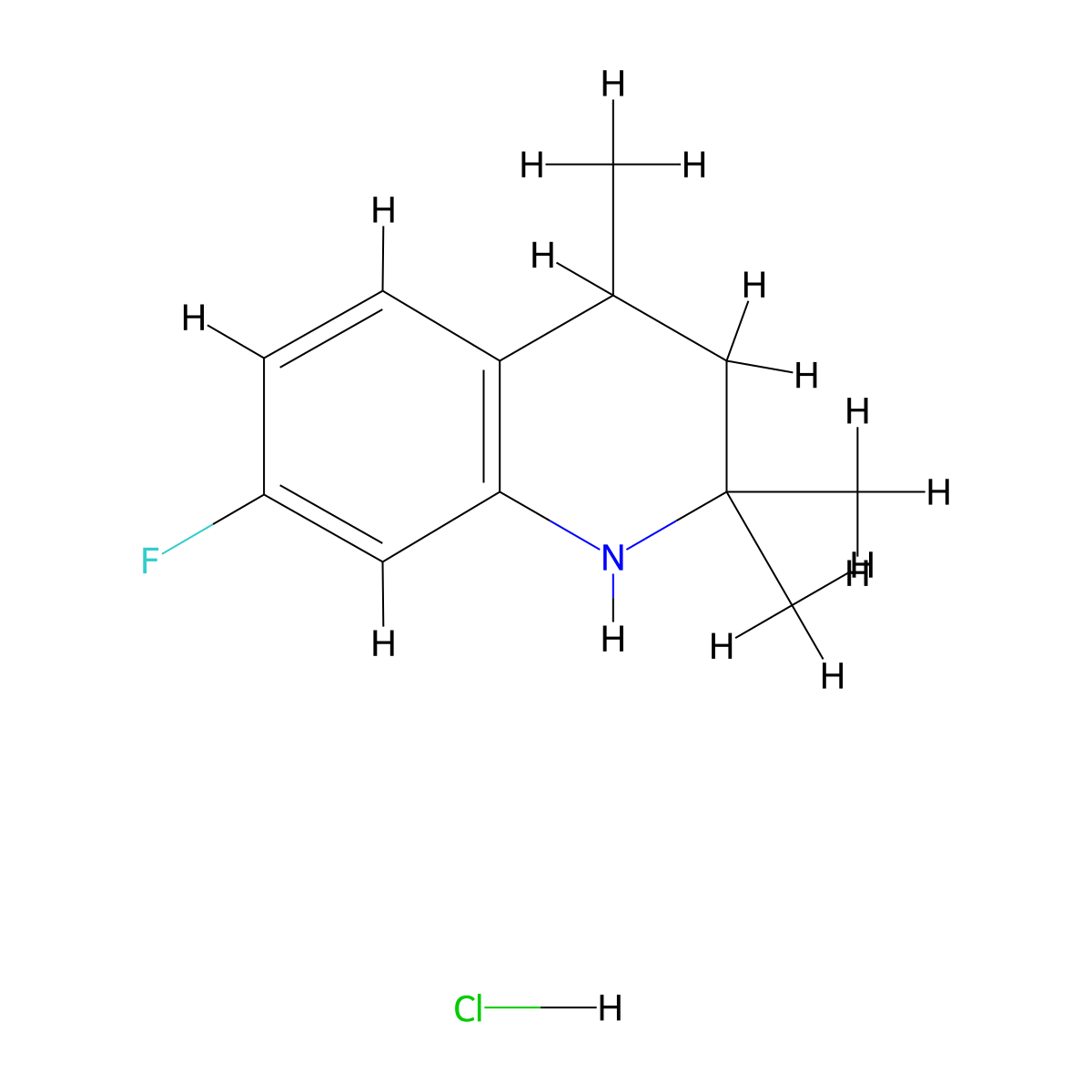 7-Fluoro-2,2,4-trimethyl-1,2,3,4-tetrahydroquinoline hydrochloride molecular structure, CAS 2247104-22-7