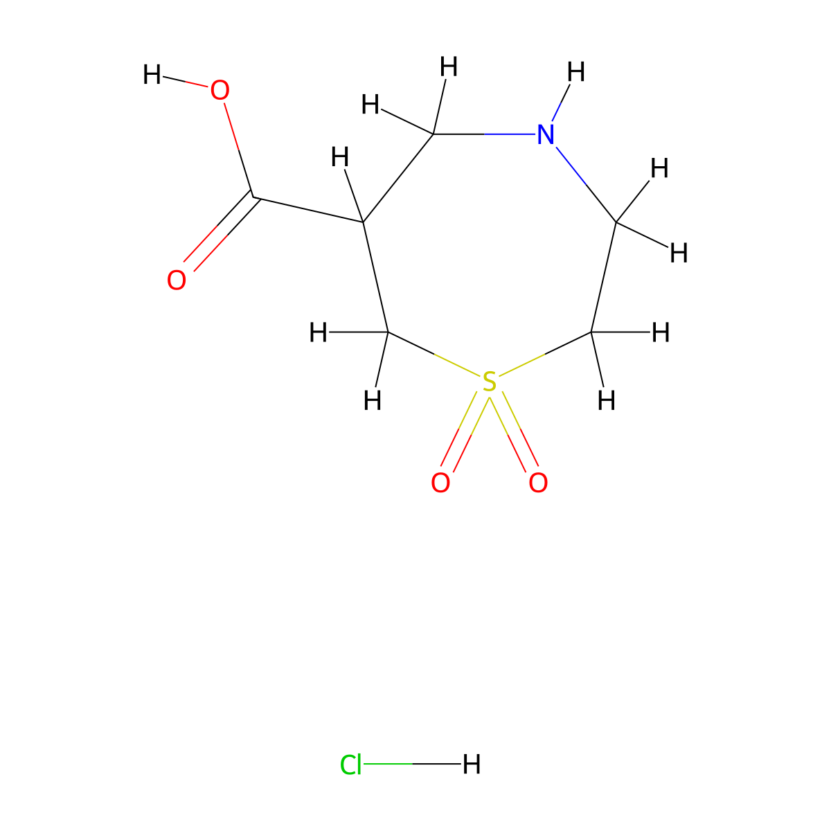 1,1-Dioxo-1,4-thiazepane-6-carboxylic acid hydrochloride molecular structure, CAS 2247104-23-8