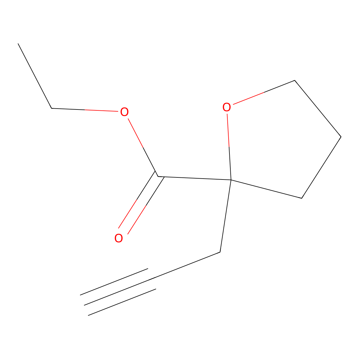 Ethyl 2-(prop-2-yn-1-yl)oxolane-2-carboxylate molecular structure, CAS 2247104-24-9