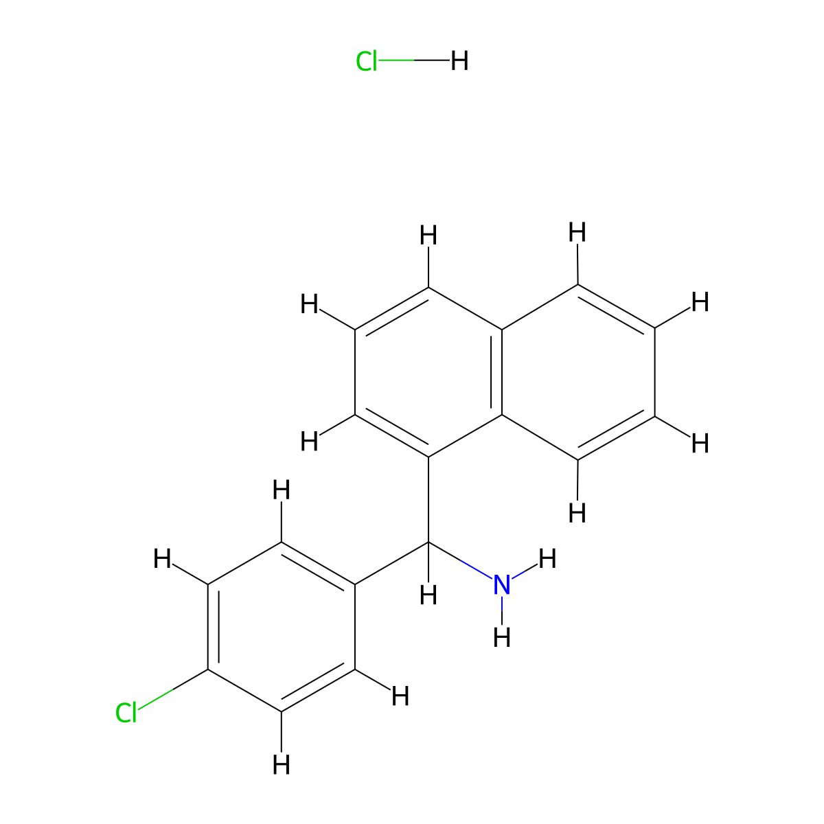 (4-Chlorophenyl)(naphthalen-1-yl)methanamine hydrochloride molecular structure, CAS 2247104-28-3
