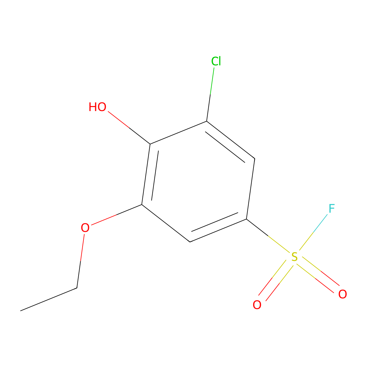 3-Chloro-5-ethoxy-4-hydroxybenzene-1-sulfonyl fluoride molecular structure, CAS 2247104-47-6