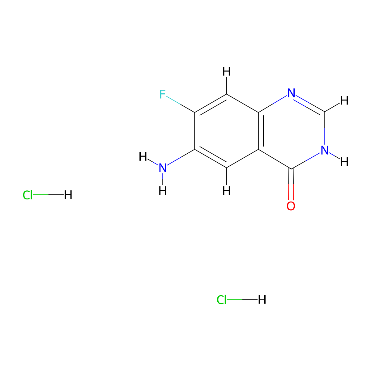 6-Amino-7-fluoro-3,4-dihydroquinazolin-4-one dihydrochloride molecular structure, CAS 2247105-42-4
