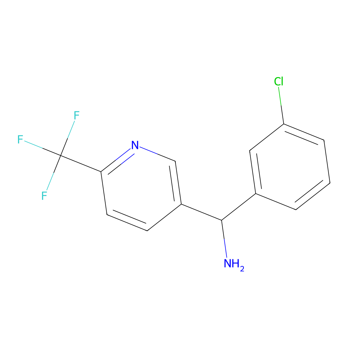 (3-Chlorophenyl)[6-(trifluoromethyl)pyridin-3-yl]methanamine molecular structure, CAS 2247105-51-5