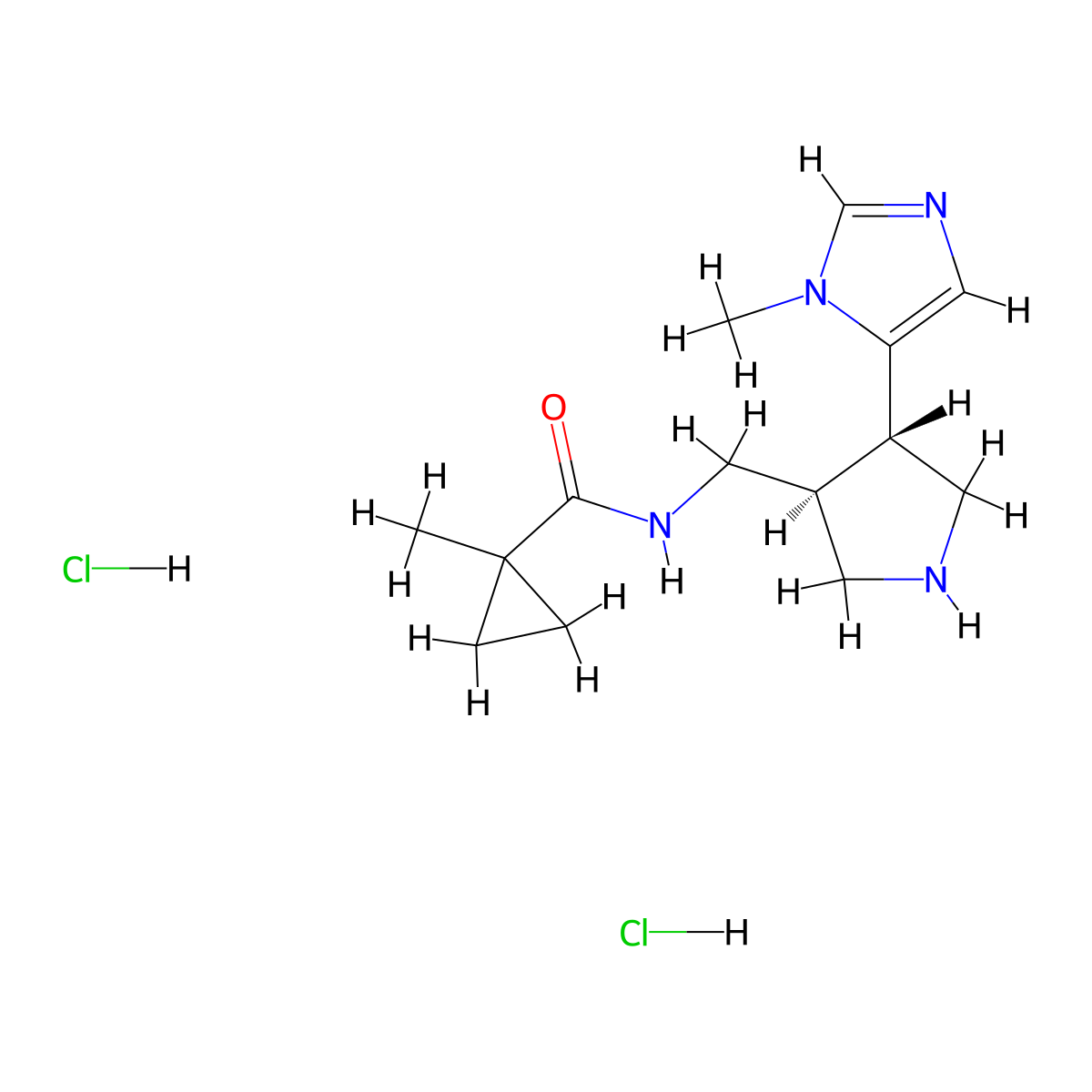 1-Methyl-N-[[(3S,4S)-4-(3-methylimidazol-4-yl)pyrrolidin-3-yl]methyl]cyclopropane-1-carboxamide;dihydrochloride molecular structure, CAS 2247105-53-7