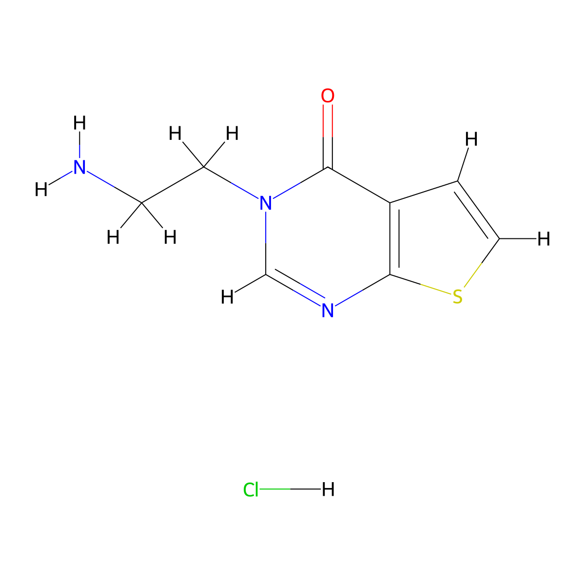 3-(2-Aminoethyl)thieno[2,3-d]pyrimidin-4-one;hydrochloride molecular structure, CAS 2247105-54-8