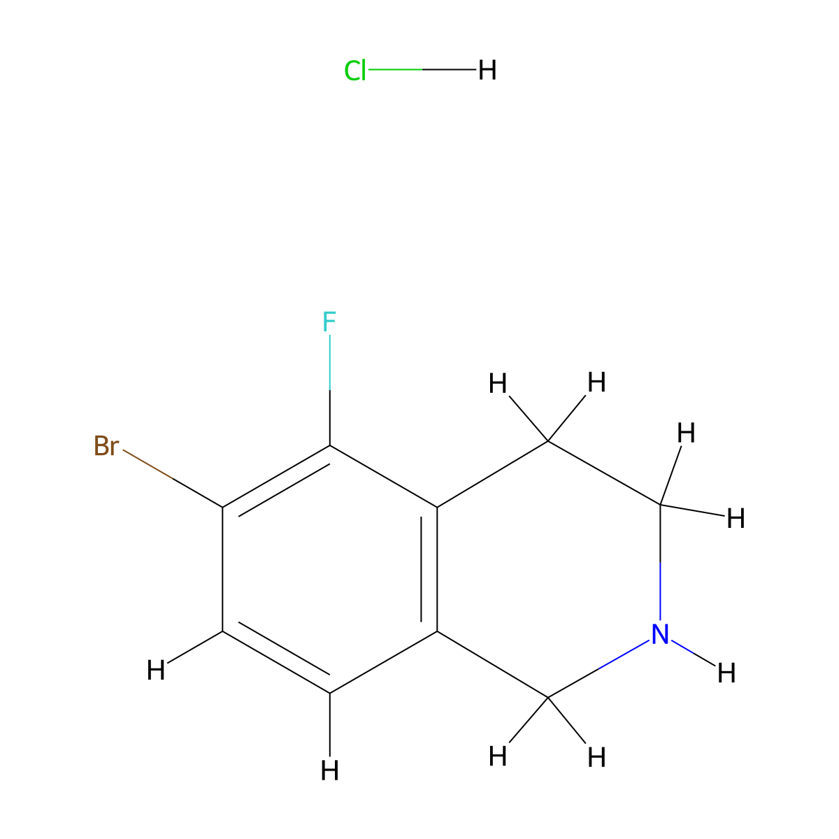 6-Bromo-5-fluoro-1,2,3,4-tetrahydroisoquinoline hydrochloride molecular structure, CAS 2247105-62-8
