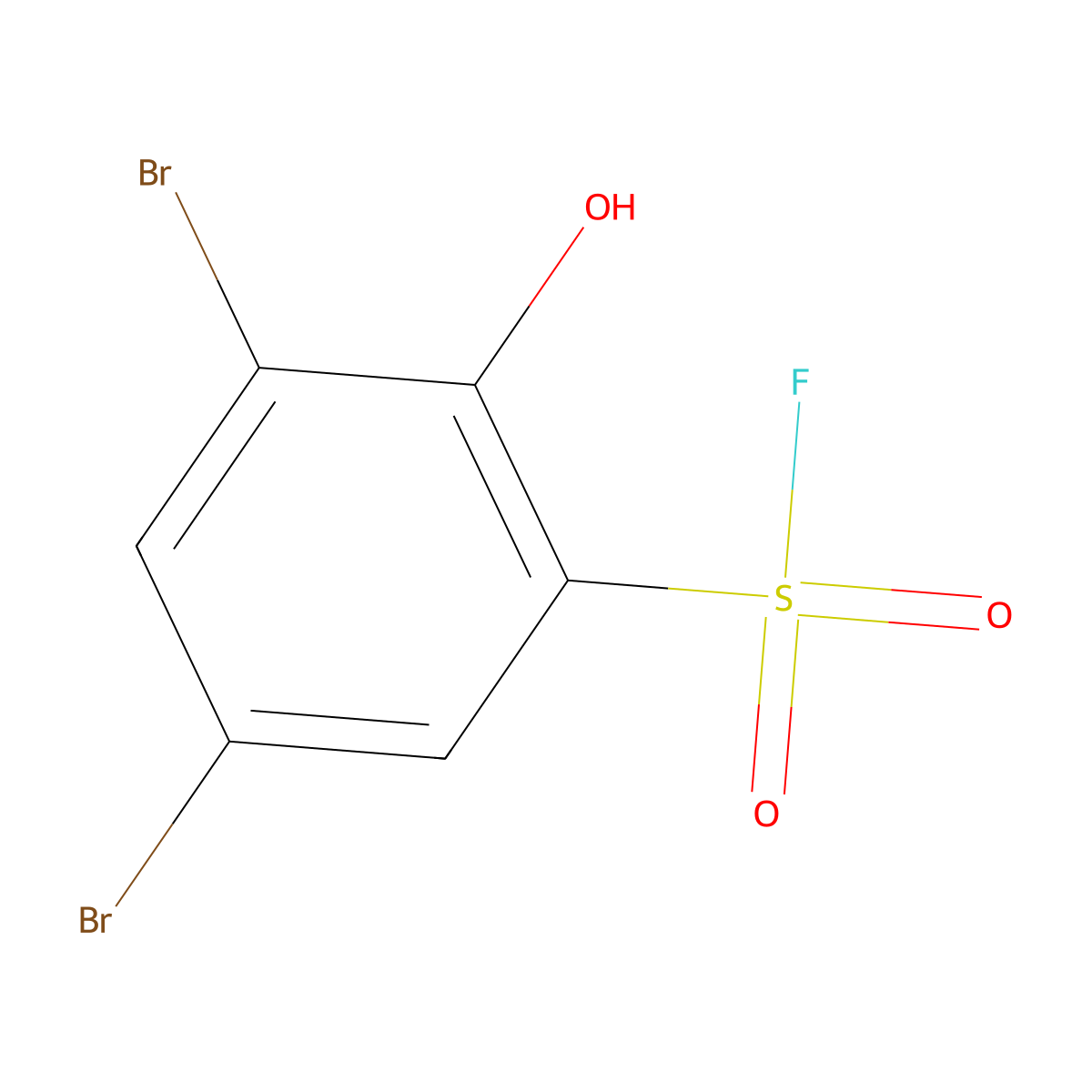 3,5-Dibromo-2-hydroxybenzene-1-sulfonyl fluoride molecular structure, CAS 2247105-65-1
