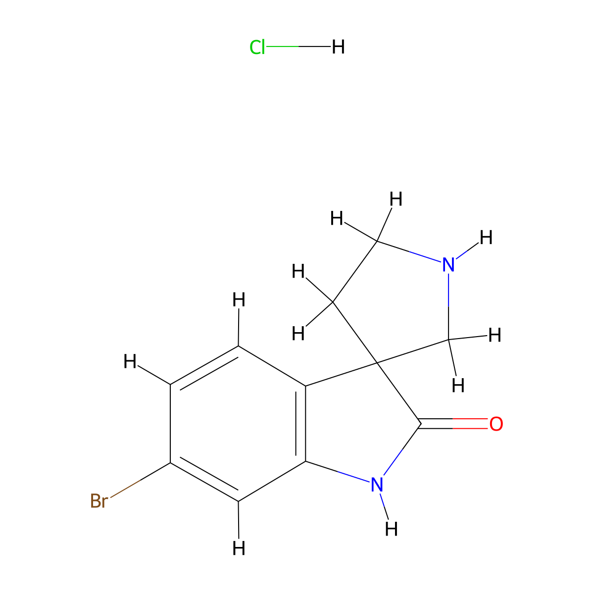 6-Bromo-1,2-dihydrospiro[indole-3,3'-pyrrolidine]-2-one hydrochloride molecular structure, CAS 2247105-73-1