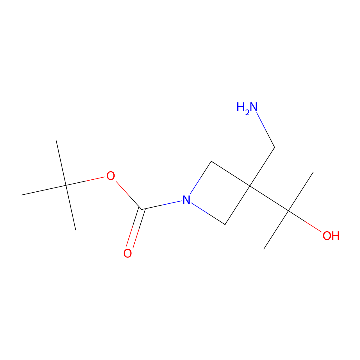 Tert-butyl 3-(aminomethyl)-3-(2-hydroxypropan-2-yl)azetidine-1-carboxylate molecular structure, CAS 2247105-78-6