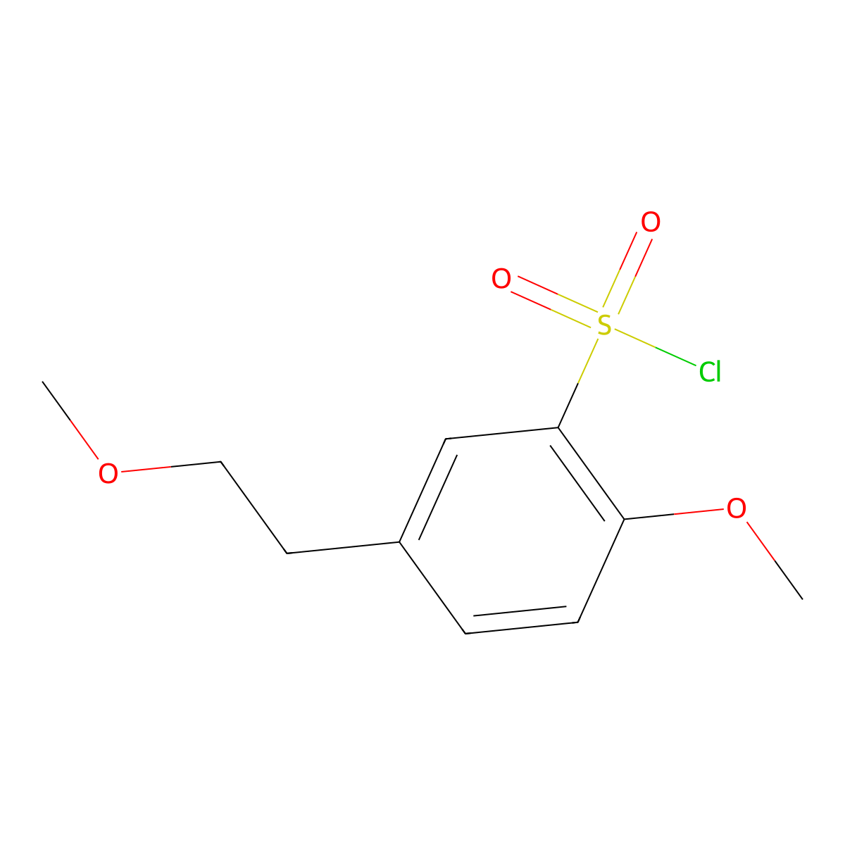 2-Methoxy-5-(2-methoxyethyl)benzene-1-sulfonyl chloride molecular structure, CAS 2247105-79-7