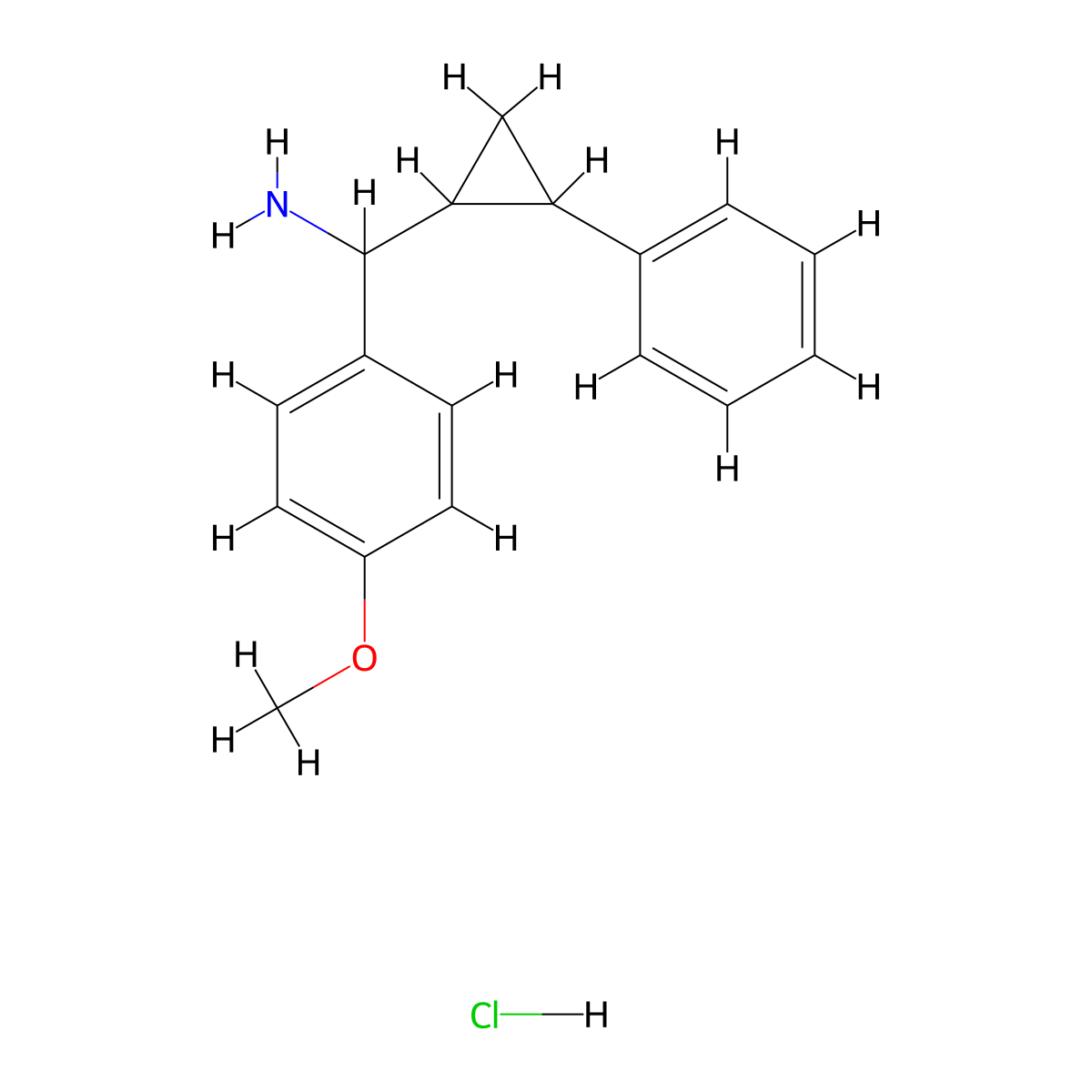 (4-Methoxyphenyl)(2-phenylcyclopropyl)methanamine hydrochloride molecular structure, CAS 2247105-91-3