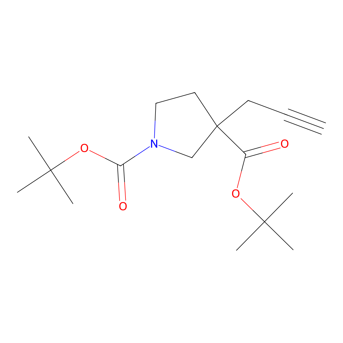 1,3-Di-tert-butyl 3-(prop-2-yn-1-yl)pyrrolidine-1,3-dicarboxylate molecular structure, CAS 2247105-92-4