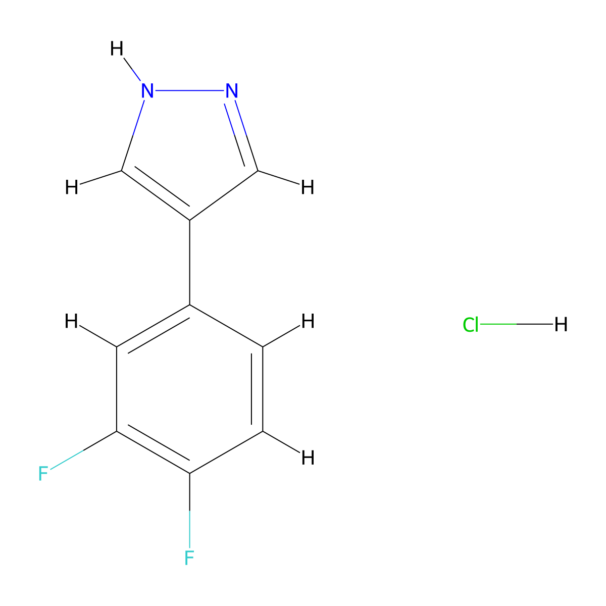 4-(3,4-difluorophenyl)-1H-pyrazole hydrochloride molecular structure, CAS 2247105-94-6